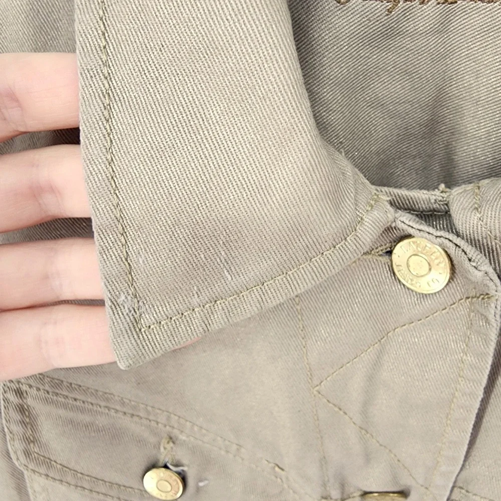 Ralph Lauren Metallic Denim Jacket Womens Size M Tan Gold Button Utility Stretch - Picture 9 of 10
